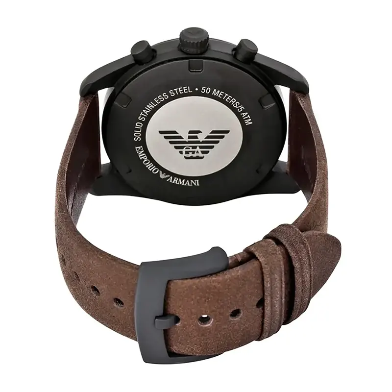 Emporio Armani Sportivo Beige Dial Leather Men's Watch- AR6078